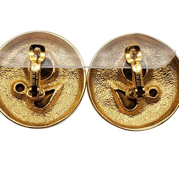 Givenchy Gold Tone Earrings Designer Runway Faux Jewel Crystal Stones Statement - Picture 7 of 11